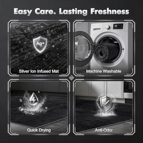LIANLAM Silver Infused Self-Cleaning Area Rug for Living Room (6x9,Black) - color: Black(silver), size: 6' x 9' (Rectangular)