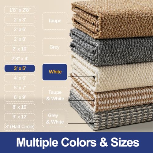 Dirt Trapping Door Mat 36"x60", Off White Faux Jute Entryway Rug - color: White, size: 3' x 5' (Rectangular)