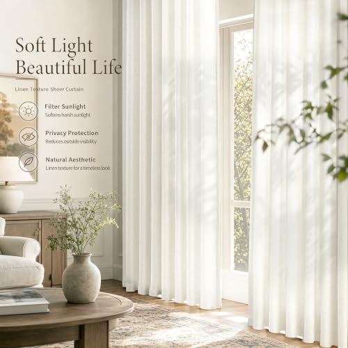 Jowels 천연 리넨 커튼 157.5cm(62인치) 길이 거실용 패널 2개 - color: 천연, size: 50"W x 62"L (Pack of 2)