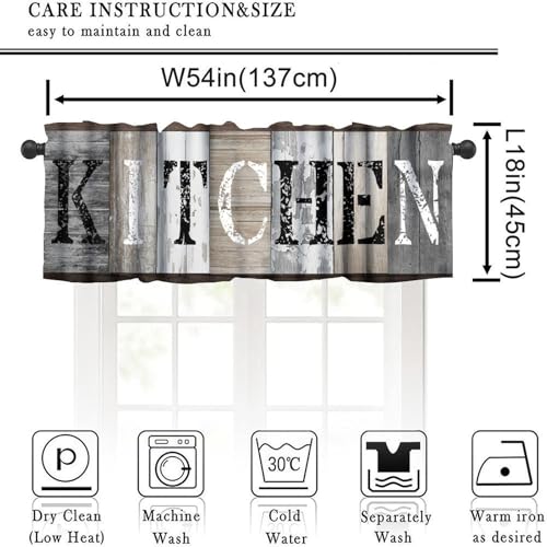 Farmhouse Wooden Kitchen Valance Curtains, Rustic Country Board Plank Window Curtain Valances for Dinning Room Living Room Restaurant, 54x18 Inch - color: Kitchen-8, size: 53"W x 18"L (Pack of 1)