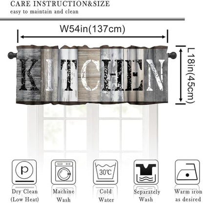 Farmhouse Wooden Kitchen Valance Curtains, Rustic Country Board Plank Window Curtain Valances for Dinning Room Living Room Restaurant, 54x18 Inch - color: Kitchen-8, size: 53"W x 18"L (Pack of 1)