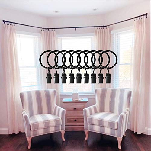 LLPJS Curtain Rings with Clips, 1.26 inch ID, 100 Pack, Black - color: Black, size: 1.26" I D Set of 100