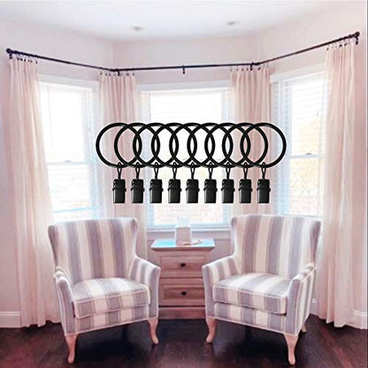 LLPJS Curtain Rings with Clips, 1.26 inch ID, 100 Pack, Black - color: Black, size: 1.26" I D Set of 100
