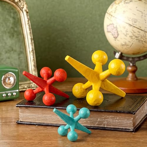 AceOrbit 3 Pcs Mid Century Modern Decor Cast Iron Jack Figurine Set - style: Cast Iron Jack