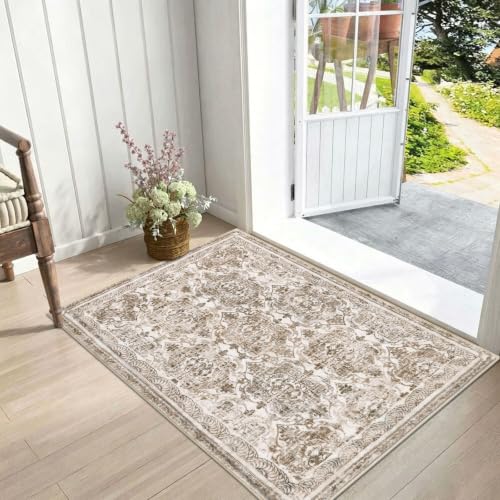 Vaukki Hallway Runner 2x3 ft, Muti-Brown Vintage Shaggy Soft Kitchen Rug - color: Multi-brown, size: 2' x 3'(Runner)