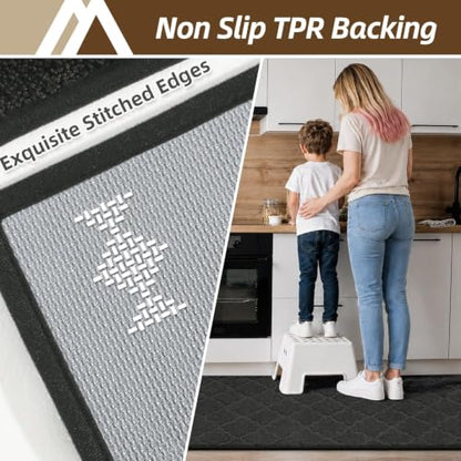 COSY HOMEER Kitchen Runner Rugs Non-Slip Absorbent 24"x72", Black - color: Black, size: 24"X 72"