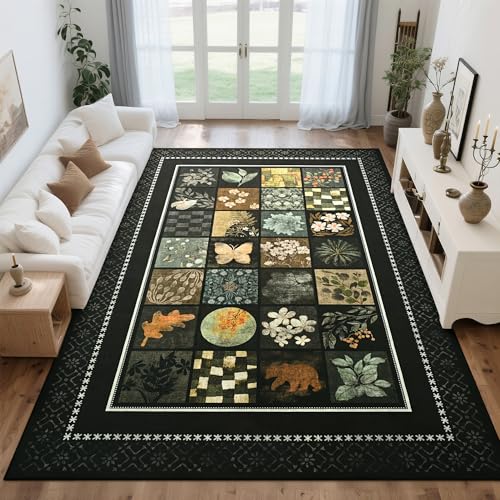 Tepook 5x7 Black Area Rugs for Living Room Bedroom - color: Black, size: 5' x 7' (Rectangular)