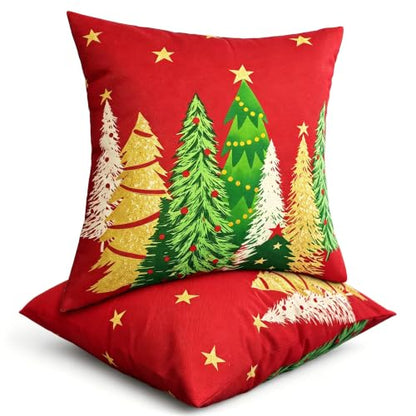 JMGBird Christmas Tree Outdoor Pillow Covers 18x18 Inch, Set of 2, Red, with Pillow Inserts Included - color: Paisley, size: 18" x 18" (Pack of 2)