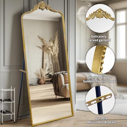 Growsun 75''x30'' Arched Antique Full Length Floor Mirror w/Stand - size: 75"L x 30"W