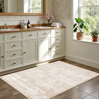 2x3 Area Rugs Living Room: Washable Rug for Bedroom Beige Brown - color: Beige Brown, size: 2' x 3' (Rectangular)