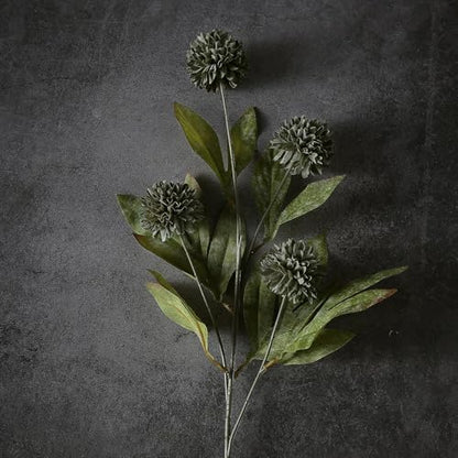 6 Pcs 27"Artificial Pompon Mum Silk Flower Stems for Vase (Dark Gray) - color: Dark Gray