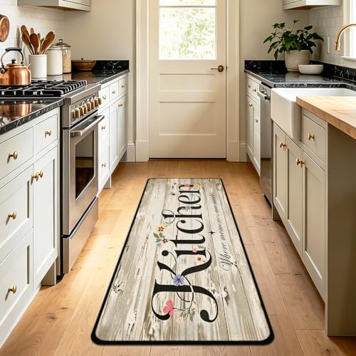 Kitchen Rugs and Mats Non Slip, Farmhouse Floral Kitchen Mats for Floor, Machine Washable Comfort Cushioned Soft Faux Wool Runner Rugs for Sink, Laundry Room, Office, Hallway, 20"x59" - color: Farmhouse Kitchen Mat, size: 1'8" x 4'11" (Runner)