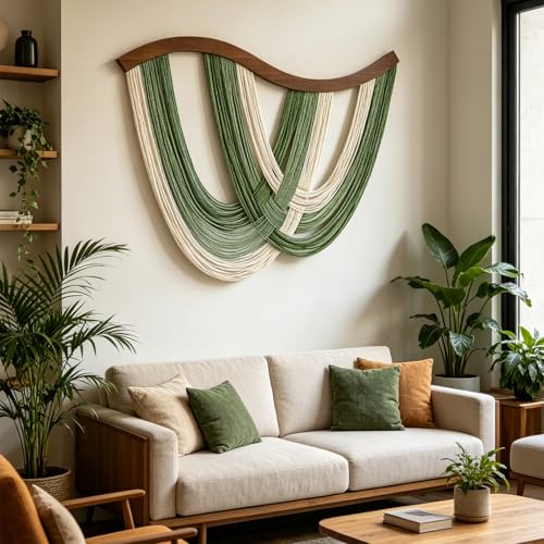 Large Macrame Wall Hanging, Boho Tapestry Woven Decor, 31.5” x 23.5"