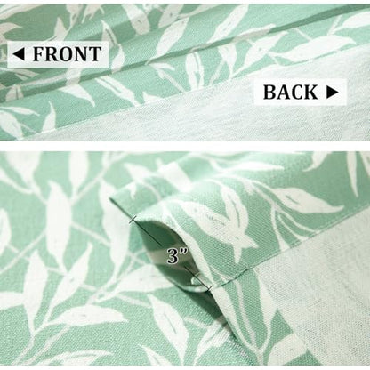 VOGOL Faux Linen Leaf Print Kitchen Valance, 52 x 12, 1 Panel, Green - color: Light Green, size: 52"W x 12"L (Pack of 1)