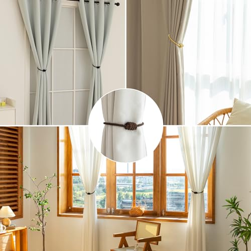 Curtain Tiebacks Magnetic Decorative Rope Tie Backs Holdbacks Contoeey - color: Coffee