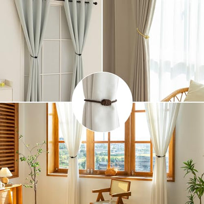 Curtain Tiebacks Magnetic Decorative Rope Tie Backs Holdbacks Contoeey - color: Coffee