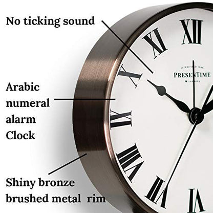 Presentime Lewis Mantel Alarm Clock - color: Copper Finish, size: 5.5*5 inch