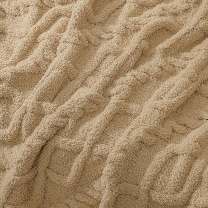 Premium Minky Throw Blanket, Soft Plush Lightweight Cozy Touch - color: Cable Knit Camel, size: Kids(40″x50″)