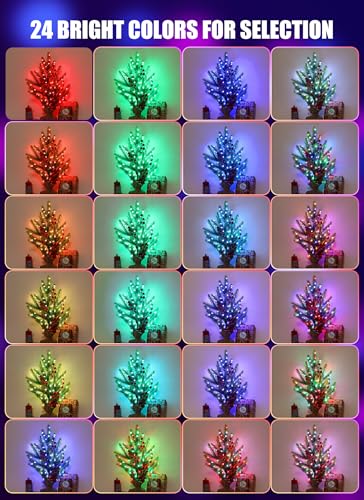 Minetom Upgraded Color Changing Fairy String Lights - 66 ft 200 LED 24 Colors USB Silver Wire Lights with Remote and Timer for DIY Bedroom Party Indoor Christmas Decoration, Adapter Included - color: 24 Colors, size: 66ft