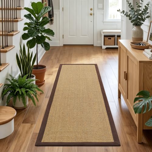 DEXI Jute Runner Rug 3x8, Rug Runners for Hallways, Natural/Brown - color: Natural/Brown, size: 3' x 8' (Runner)