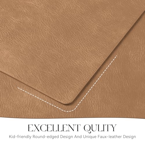 MOSAYT Vinyl Faux Leather Placemats, Set of 6, Camel - color: Camel