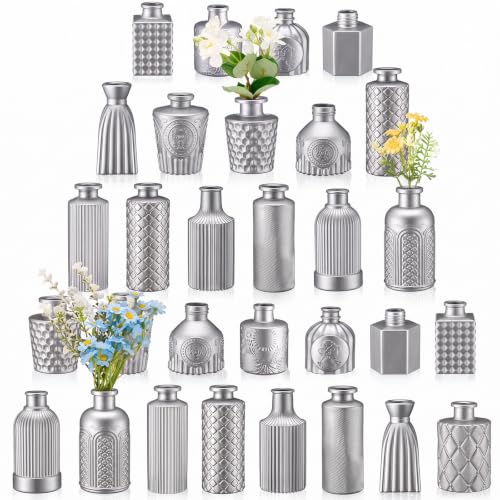 Yaomiao 30 Pcs Glass Bud Vases Centerpieces, Silver Series - color: Silver Series