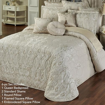 Lunata Luxury Jacquard-Woven Bedspread, Queen, 6 Pc Set