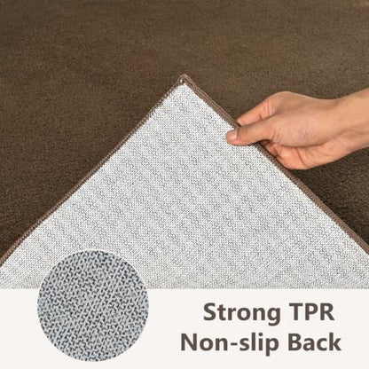 3x5 Beige Brown Solid Area Rug Washable Non-Slip Soft for Bedroom Kitchen - color: 13 Beige Brown Solid, size: 3' x 5' (Rectangular)