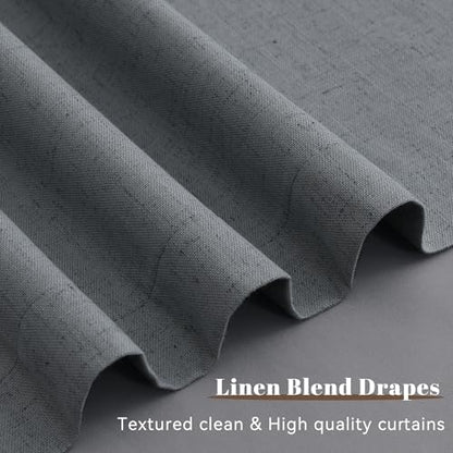 Guken Grey Linen 100% Blackout Curtains for Bedroom 84 Inches Long Textured Elegant Back Tab Hook Belt Room Darkening Thermal Insulated Soundproof Drapes Living Room Office 2 Panels Set 52x84 7Ft - color: Grey, size: 52"W x 84"L (Pack of 2)