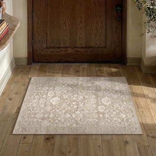 HUGEAR 2x3 Beige Neutral Area Rugs Washable Door Mat - color: Beige, size: 2' x 3' (Rectangular)