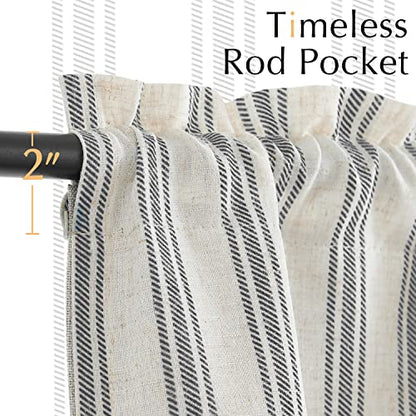 jinchan Striped Linen Valance 50"W x 18"L Pack of 1 Striped Black on Beige - color: Striped Black on Beige, size: 50"W x 18"L (Pack of 1)