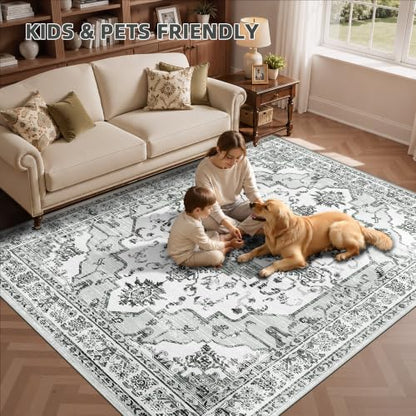 Arenarug 8x10 Washable Area Rug for Living Room, Light Grey - color: Light Grey, size: 8' x 10' (Rectangular)