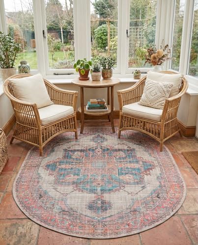 Rugs.com Nostalgia Collection Washable Rug – 7' 10 x 10' Oval Antique Beige Flatweave Rug Perfect for Living Rooms, Large Dining Rooms, Open Floorplans - size: 7'10" x 10' (Oval)