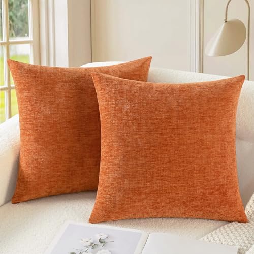 CaliTime Fall Decorative Throw Pillow Covers 16 X 16 Inches Burnt Orange - color: Burnt Orange, size: 16" x 16" (Pack of 2)