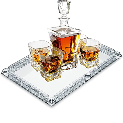 Crystal Glass Tray, 11.8"x7.9" Silver Rectangular Perfume Tray - color: Silver