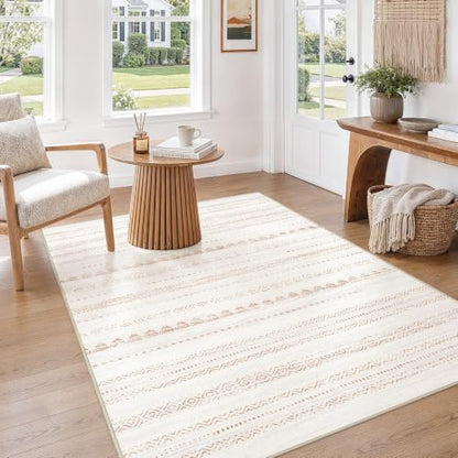 Nakagishi Boho 4x6 Area Rug Living Room Rugs Machine Washable Beige/Brown - color: Beige Brown, size: 4' X 6' (Rectangular)