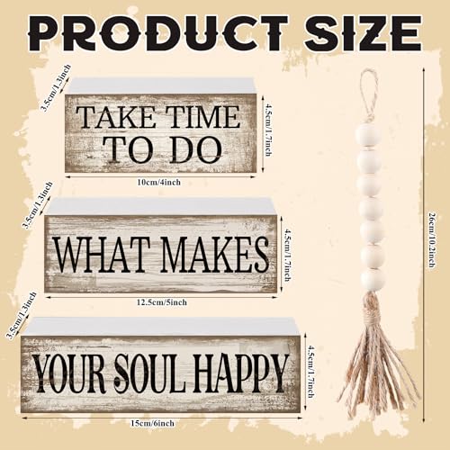 Yuntau 4 Pcs Farmhouse Tabletop Decoration Inspirational Tiered Tray Decor - style: Inspirational