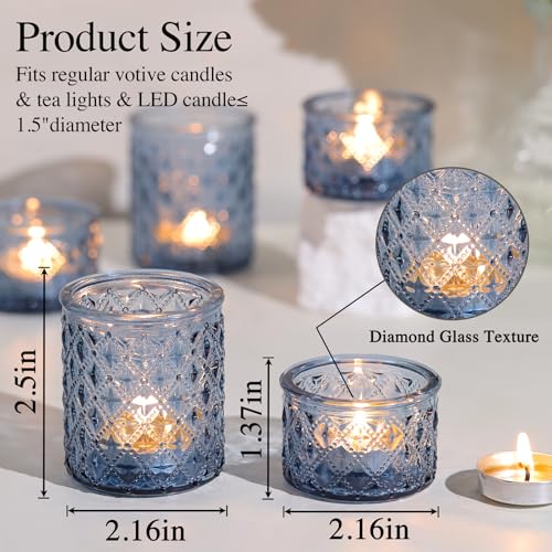 36 Pack Blue Tealight Candle Holders, Glass Votive Candle Holders - color: Blue