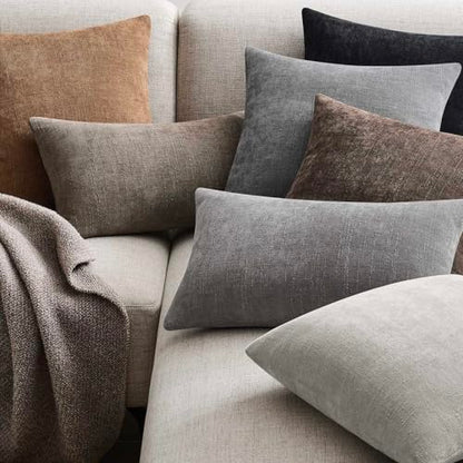 JUSPURBET Chenille Texture 12x20 Lumbar Throw Pillow Covers,Coffee Brown - color: Coffee Brown, size: 20" x 12" (Pack of 2)