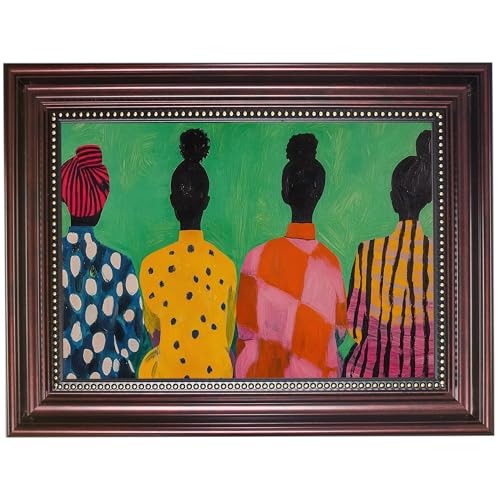 Dark Brown Framed African American Women Canvas Wall Art 9x11 in - color: Colorful Women, size: 11"L x 9"W