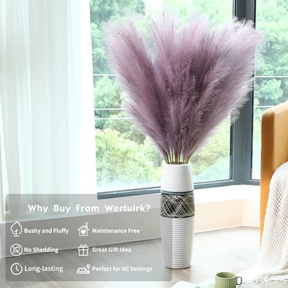 Wertuirk Purple Pampas Grass Decor - 45-Inch 8 Pcs Large Faux Pampas Grass - color: Purple