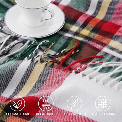 Plaid Throw Blanket for Couch Bed, Christmas Green Blanket Throw 50"x60" - color: Red Green Plaid