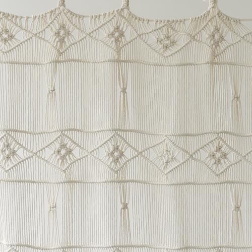 Macrame Curtain Handmade Woven Divider Doorway window Curtain 42"W*75"L - color: Ivory3