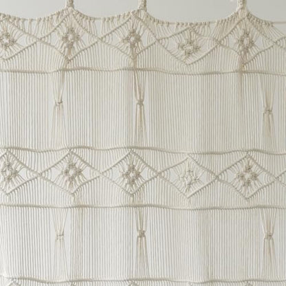 Macrame Curtain Handmade Woven Divider Doorway window Curtain 42"W*75"L - color: Ivory3