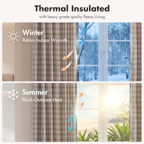 Madison Park Plaid Window Curtain Thermal Insulated, 1 Panel, 50x84 Brown - color: Rod Pocket & Back Tab, Brown, size: 50"W x 84"L (Pack of 1)