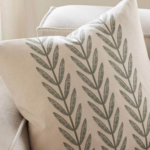 Farmhouse Leaves Throw Pillow Covers Set of 2, 16x16in Green - color: Green, size: 16" x 16" (Pack of 2)