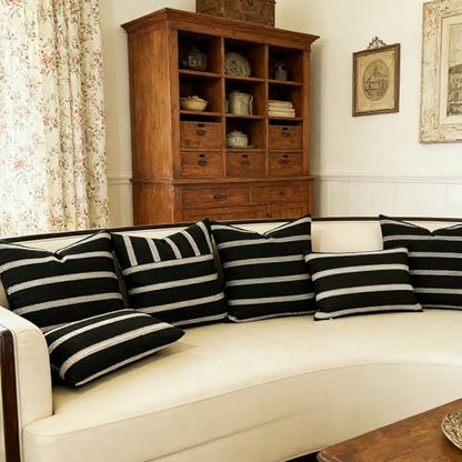 Slow Cow Lumbar Throw Pillow Cover Stripe 12 x 24 Inches Black Off White - color: D-stripe Black, size: 24" x 12" (Pack of 1)