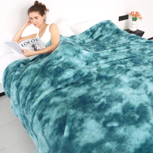 Plush Throw Blanket, Soft Flannel Fleece Blanket for Couch Sofa Bed, Cozy Warm Blanket for Bedroom Living Room, Decorative Luxury Throw, Gifts for Women, Birthday Gifts for Wife Mom Girlfriend - color: Lightblue Tie Dye Blanket, size: Throw Size 50" x 70"