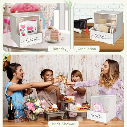 White Card Box with Slot, Wedding Card Boxes for Reception with Flower Trough, Elegant Suggestion Box for Gift Cards Envelope, Perfect for Birthday Bridal Shower Graduation Party Table Decor - style: Special