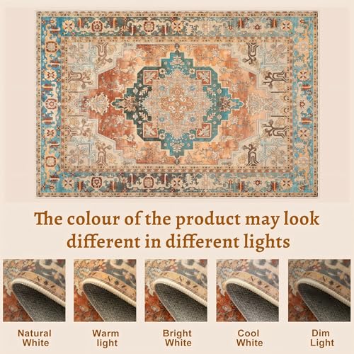 Tangsoo 2x3 Washable Rugs for Entryway, Vintage Non Slip Small Rug Orange - color: Rusty Orange, size: 2' X 3' (Rectangular)